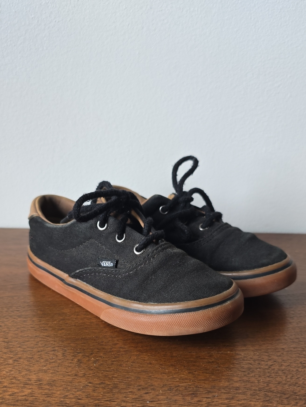 Vans Kids Black Canvas Sneakers with Gum Sole